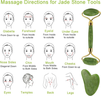 Face Massager Roller Natural Jade Stone