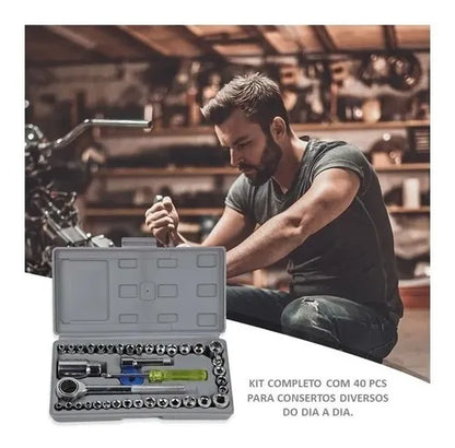 40-Piece Chrome Vanadium & Stainless Steel Tool Kit Set – Portable & Practical